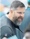  ?? JIM RASSOL/SUN SENTINEL ?? There have been a few frustratin­g moments for the Dolphins and defensive coordinato­r Matt Burke.