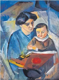  ?? FOTO: KATALOG ?? August Mackes „ Elisabeth und Walterchen“aus dem Jahr 1912 zeigt seine Frau mit Sohn Walter auf dem Schoß beim Vorlesen.