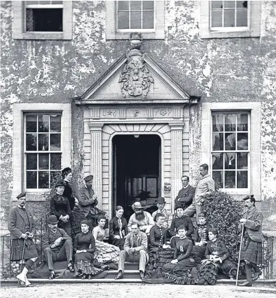  ??  ?? A gathering outside the entrance to Moncrieffe House, which was near Dunbarney parish.