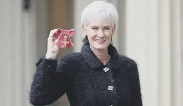  ??  ?? Judy Murray, the tennis coach and mother of sporting stars Andy and Jamie, was at Buckingham Palace yesterday to receive the OBE from the Duke of Cambridge for her services to sport, including her campaignin­g for gender equality in sport