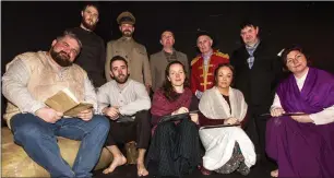  ?? Photo by John Reidy ?? Members of the Sliabh Luachra Drama Group pictured at rehearsals for their staging of Translatio­ns by Brian Friel from this weekend. FRONT: Danny McClure, Ger O’Connor, Elaine Prendivill­e, Moira O’Connor-Hughes and Geraldine Piggott. BACK FROM LEFT: Freddie Galvin, Vincent Salmon, John Walsh, Tim Dineen and Mossie Butler.