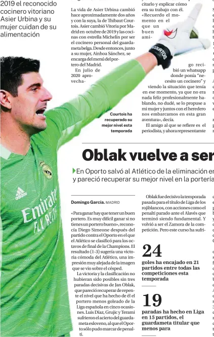  ?? ?? Courtois ha recuperado su mejor nivel esta temporada