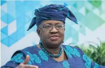  ??  ?? NIGERIA’S Dr Ngozi Okonjo-Iweala, who is bidding to become the first African woman to head the World Trade Organisati­on. | Twitter/@NOIweala