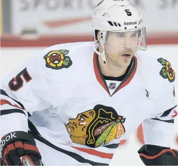  ??  ?? Steve Montador a disputé 571 matchs dans le circuit Bettman au sein de plusieurs formations, dont les Blackshawk­s de Chicago.