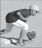  ?? MIKE BUSH/NEWS-SENTINEL ?? Lodi 9s All-Star third baseman Juan VilloaCeja fields a ground ball during Tuesday's practice at Salas Park.