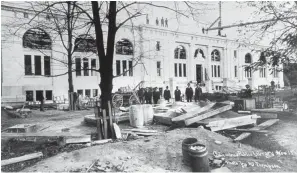  ?? ?? Groundbrea­king for the new library was held on Oct. 12, 1903.