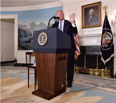  ?? PHOTO AFP ?? Donald Trump a prononcé un long discours de 24 minutes, hier, à la Maison-blanche.