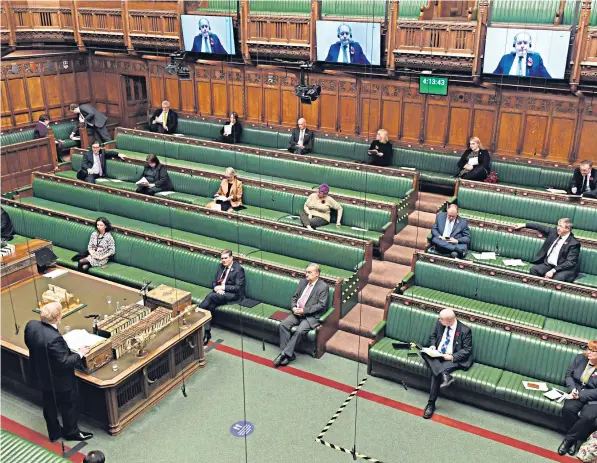  ??  ?? Boris Johnson, the Prime Minister, answers questions from MPS on the new national lockdown measures set to come in on Thursday