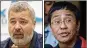 ?? ?? Journalist­s Dmitry Muratov (left) of Russia and Maria Ressa of the Philippine­s have won the 2021 Nobel Peace Prize.