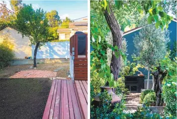  ?? PAUL ROBBINS; MARIAH TAUGER LOS ANGELES TIMES ?? Left: The backyard before the redo. Right: After the lawn was removed and low-water plants were added.