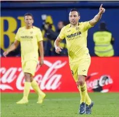  ??  ?? Villarreal’s Santi Cazorla celebrates after scoring against Real Madrid at La Ceramica stadium. — AFP photo