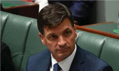  ??  ?? Energy minister Angus Taylor says he was unaware of the $80m sale of water rights to the government before it was announced. Photograph: Mick Tsikas/AAP