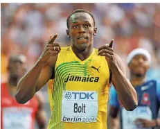  ?? FOTO: THISSEN ?? Die Fabelläufe des Jamaikaner­s Usain Bolt bei der WM 2009 im Berliner Olympiasta­dion wird so schnell kein Leichtathl­etik-Fan vergessen.