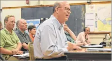  ?? MOUNT DESERT ISLANDER ?? Bay Ferries president and CEO Mark MacDonald making a presentati­on at a July 17 meeting of Bar Harbor town council.