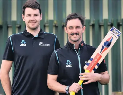  ?? PHOTO: PETER MCINTOSH ?? England beckons . . . Otago duo Jacob Duffy and Hamish Rutherford leave for England at the weekend for the Black Caps test tour.