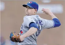  ?? DUANE BURLESON/THE ASSOCIATED PRESS ?? Blue Jays’ Aaron Sanchez struck out 12 and took a one-hitter into the ninth inning on Tuesday, but the Blue Jays still found a way to lose 3-2 to the Detroit Tigers.