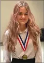  ?? ?? Henderson sophomore Miruna Vasilescu wears her medal for coming in first place in the Pharmacolo­gy subject at the Pennsylvan­ia HOSA Conference and will represent Henderson at the Internatio­nal Leadership Conference in Nashville.