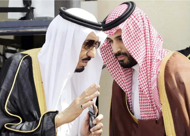  ??  ?? الملك سلمان بن عبدالعزيز وولي عهده األمير محمد بن سلمان.. حكمة وتنمية واستقرار.