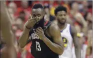  ?? DAVID PHILLIP — THE ASSOCIATED PRESS ?? The Rockets’ James Harden was 2 for 13 from 3-point range in Game 7 against the Warriors on May 28.