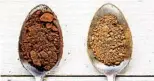  ?? ?? Dutch-processed cocoa (left) is darker and smoother tasting than natural cocoa (right). In brief, Dutched cocoa has had its acidity neutralize­d and is paired with baking powder. Natural cocoa is acidic and is paired with baking soda.