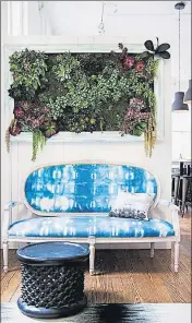  ?? DECOR KART ?? A vivid, shibori printed sofa adds drama to a white room.