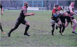  ??  ?? Searching for points Cambus forward goes for the try line