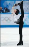  ?? ALEXANDER DEMIANCHUK / REUTERS ?? Gold medalist Yuzuru Hanyu of Japan competes at Sochi’s Iceberg Skating Palace on Friday.