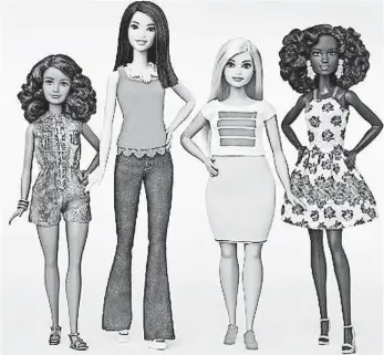  ?? MATTEL ?? Barbie’s Fashionist­a line made waves earlier this year with new body types and a variety of skin tones and hairstyles. Barbie sales have jumped 16% compared with the same period last year.