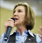  ?? DAVID GOLDMAN — THE ASSOCIATED PRESS FILE ?? In this file photo, Republican presidenti­al candidate Carly Fiorina speaks at a campaign event in Goffstown, N.H. Fiorina exited the 2016Republ­ican presidenti­al race Wednesday,Feb. 10, 2016, after winning praise for her debate prowess, but struggling to build a winning coalition in a crowded GOP field.