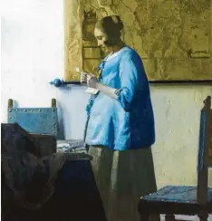  ?? Foto: Rijksmuseu­m Amsterdam ?? Jan Vermeer: Briefleser­in in Blau, um 1663.