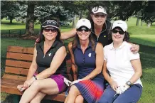  ??  ?? The Foss Wealth Management team and Ladies 1st Place Winners, from left, Wendy Voelk, Olympian Cheryl Bernard, Barb Wong and Marilyn Brenneis.