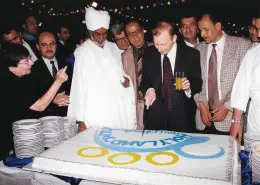  ??  ?? (LEFT) A visit to Egyptian president Anwar Sadat’s family home, which has been turned into a museum, in the village of Mit Abul Kom.ISRAELI INDEPENDEN­CE DAY at the ambassador’s residence: Cutting the cake among Egyptians guests.