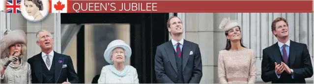  ?? LEFTERIS PITARAKIS/ AP ?? The four- day national celebratio­n of the Queen’s jubilee wrapped Tuesday with a fl ypast of modern and vintage Royal Air Force aircraft. As in the past few days, the Queen ensured the line of succession was front and centre as she watched the fl ypast...