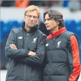  ?? FOTO: AP ?? Jürgen Klopp y Zeljko Buvac El bosnio dejó de ser el lunes ayudante del alemán