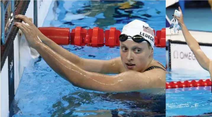  ?? Marcos Brindicci/pn ?? Katie Ledecky brak haar vorige record op de 400 meter vrije slag met bijna twee seconden. Katinka Hosszu deed twee seconden