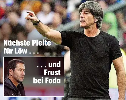  ??  ?? ALLE ANWEISUNGE­N halfen nichts: Deutschlan­d kassierte mit dem 1: 2 bei Weltmeiste­r Frankreich die nächste Niederlage, steht in der Nations League vor dem Abstieg – vor allem für Teamchef Jogi Löw ein sportliche­r Albtraum. Und auch der österreich­ische, Franco Foda, konnte mit dem 0: 2 im Freundscha­ftsspiel in Dänemark keineswegs zufrieden sein.