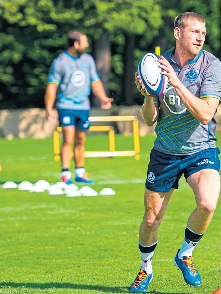  ?? Picture: SNS Group/ SRU. ?? Finn Russell during Scotland’s training session in St Andrews.