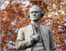  ?? THE ASSOCIATED PRESS ?? A statue of Alexander Hamilton stands in Central Park in New York.