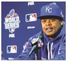  ?? KYLE RIVAS/
GETTY IMAGES ?? Pitcher Edinson Volquez was just 1-2 with a 4.32 ERA in three playoff starts, but one was six scoreless innings against the Blue Jays in the ALCS.