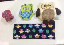  ??  ?? Elaine’s healing owls for hot and cold compress