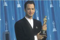  ?? ?? Tom Hanks won the Best Actor Oscar for his performanc­e in Forrest Gump on this day in 1995