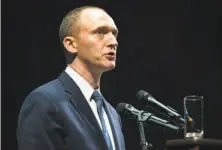  ?? Pavel Golovkin / Associated Press 2016 ?? Carter Page is among associates of President Trump who have been asked to to turn over details on contacts with Russians.