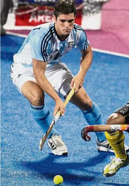  ??  ?? An Olympic hero: Peillat Gonzalo helped Argentina to their first-ever hockey gold at the 2016 Rio de Janeiro Olympics by netting 11 goals to emerge as the top scorer.