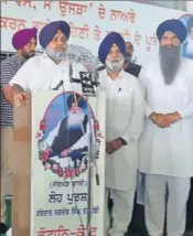  ?? HT PHOTO ?? SAD president Sukhbir Singh Badal addressing a gathering during the death anniversar­y of former SGPC chief Jagdev Singh Talwandi at Raikot near Ludhiana on Friday.