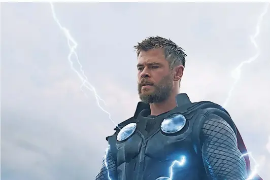  ?? FOTO: DPA ?? Thor (Chris Hemsworth) muss sich zunächst einmal den Bierbauch abtrainier­en. Das gelingt in „Avengers 4: Endgame“aber ziemlich schnell.