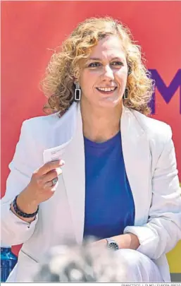  ?? FRANCISCO J. OLMO / EUROPA PRESS ?? Susana Hornillo en el acto con la ministra Belarra, ayer en Sevilla.