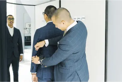  ?? SUPPLIED ?? Men shopping for the finest styles can now get a made-to-measure Indochino suit for $450.