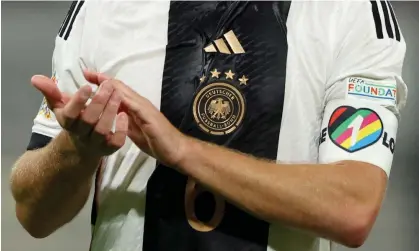  ?? Photograph: Alexander Hassenstei­n/Getty Images ?? German players in Qatar had planned to wear the rainbow armbands but backed down after Fifa threatened to issue yellow cards to captains.