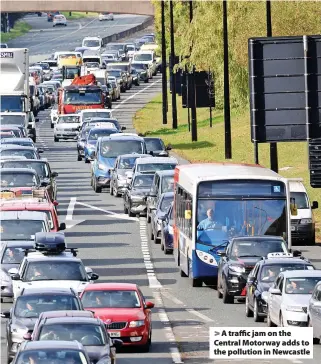  ?? ?? A traffic jam on the Central Motorway adds to the pollution in Newcastle