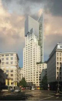  ?? FOTO BELGA_HANDOUT ?? Huts wil een nieuwe topverdiep­ing op het historisch­e gebouw én een aanbouw voor liften en trappenhal­len.
